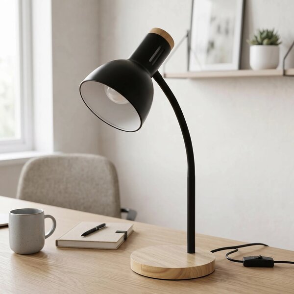 Toolight Stolní lampička Retro Wood JNH046-1T černá/dekor dřeva