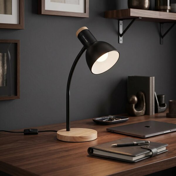 Toolight Stolní lampička Retro Wood JNH046-1T černá/dekor dřeva