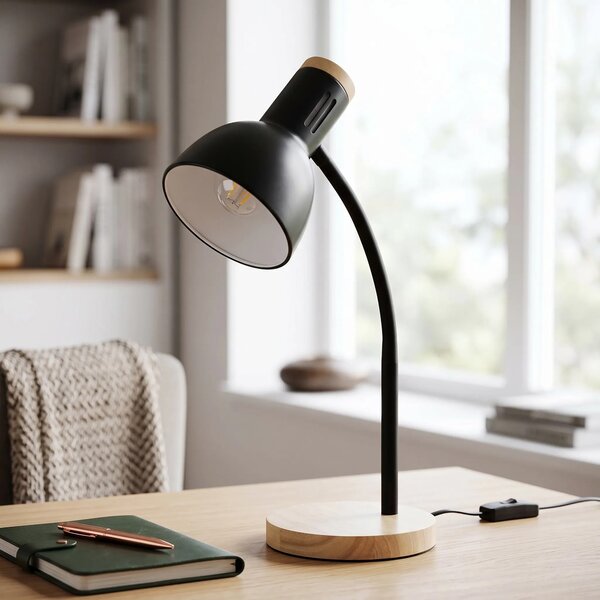 Toolight Stolní lampička Retro Wood JNH046-1T černá/dekor dřeva