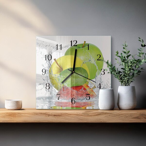 Skleněné hodiny na stěnu Jablko zskc-30x30-00181100