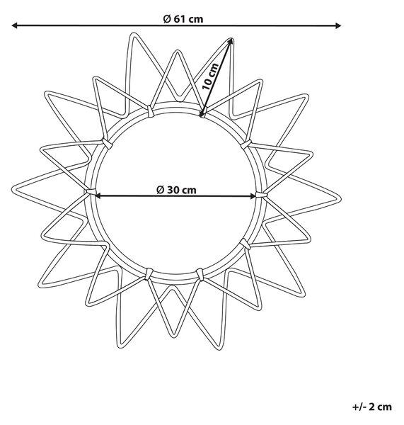 Zrcadlo AROEK 61 cm 61 cm Ratan Přírodní