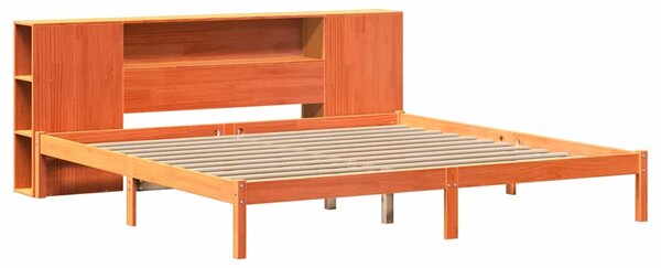 Postel s knihovnou bez matrace 200 x 200 cm masivní borovice 3321558