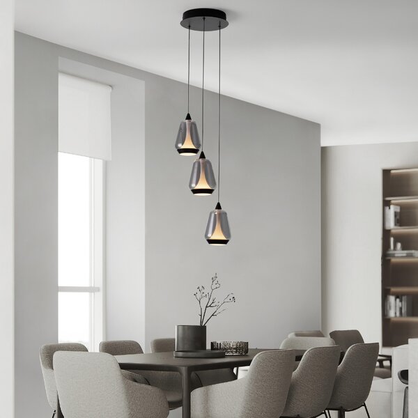 Nova Luce Kouřově šedé skleněné závěsné LED světlo Alish 28 cm
