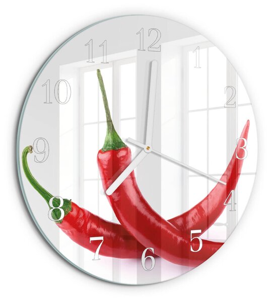 Skleněné hodiny na stěnu Chilli papričky zsob-fi30-00093427