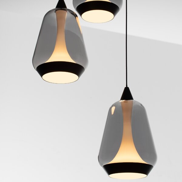 Nova Luce Kouřově šedé skleněné závěsné LED světlo Alish 28 cm