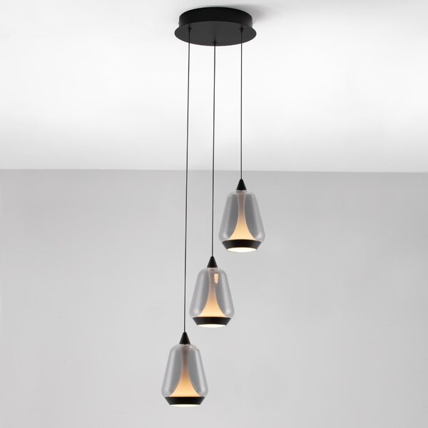 Nova Luce Kouřově šedé skleněné závěsné LED světlo Alish 28 cm