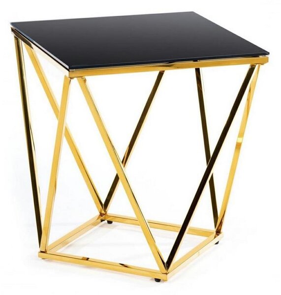 HowHomely Konferenční stolek DIAMANTA 50x50 cm zlatá/černá DD0123