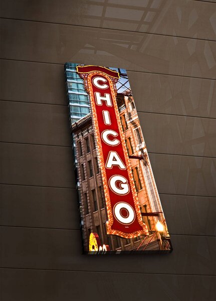 ASIR Dekorativní nástěnný obraz CHICAGO s led osvětlením 30 cm plátno