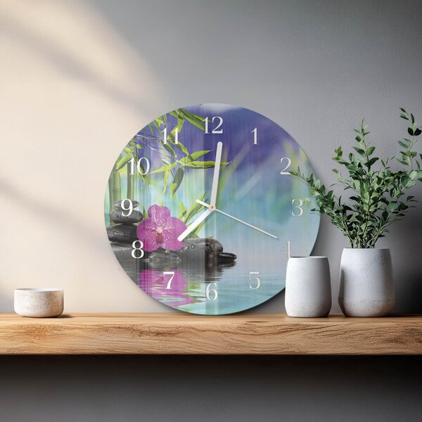 Skleněné hodiny na stěnu Lázeňská orchidej zsob-fi30-00085116
