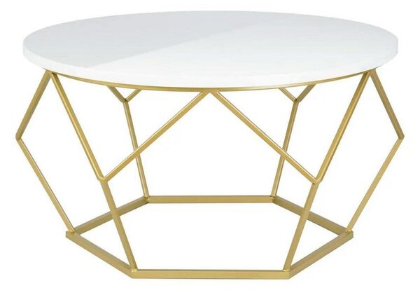 HowHomely Konferenční stolek DIAMOND 40x70 cm mosaz/bílá DD0050