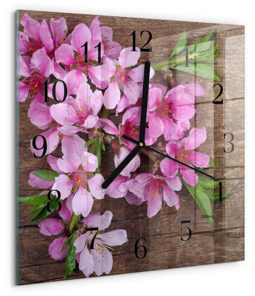 Skleněné hodiny na stěnu Květiny zskc-30x30-00178827