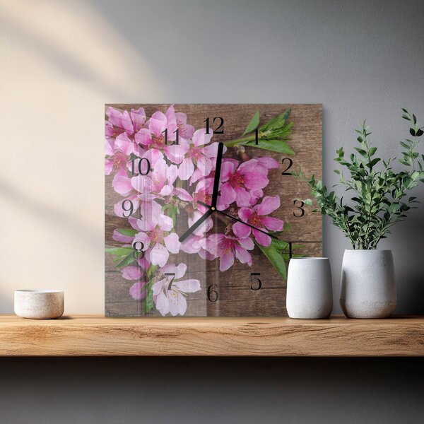 Skleněné hodiny na stěnu Květiny zskc-30x30-00178827