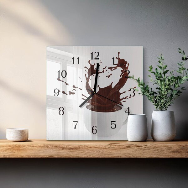 Skleněné hodiny na stěnu Káva zskc-30x30-00181099