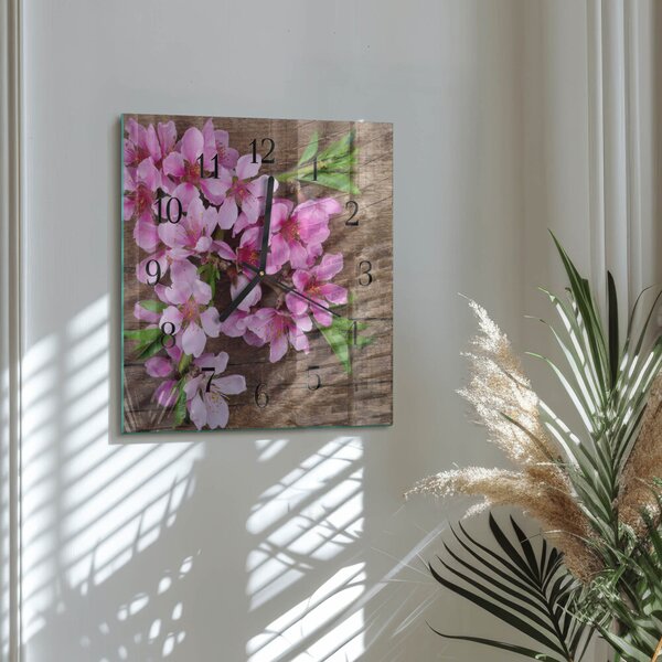 Skleněné hodiny na stěnu Květiny zskc-30x30-00178827