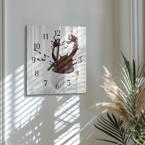 Skleněné hodiny na stěnu Káva zskc-30x30-00181099