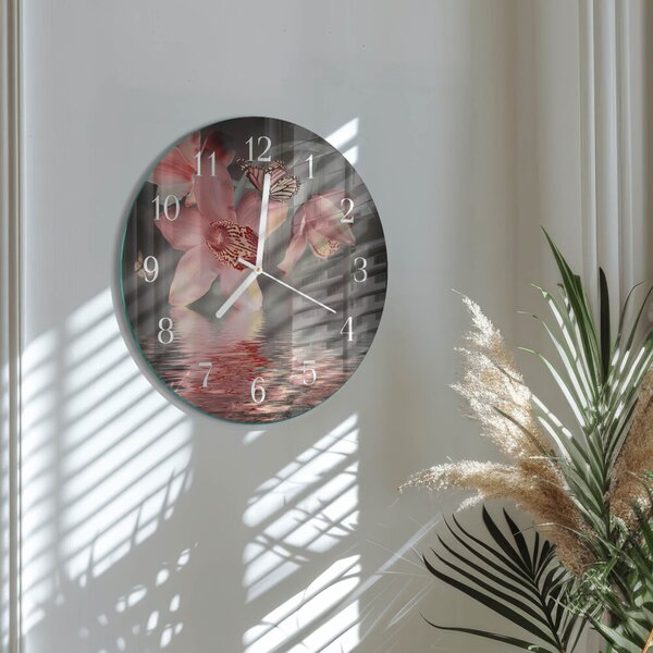 Skleněné hodiny na stěnu Orchidej zsob-fi30-00058394