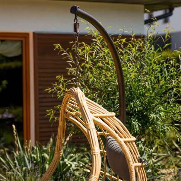 Zahradní houpací závěsné křeslo z technorattanu Eduard Beige PATIO 47258