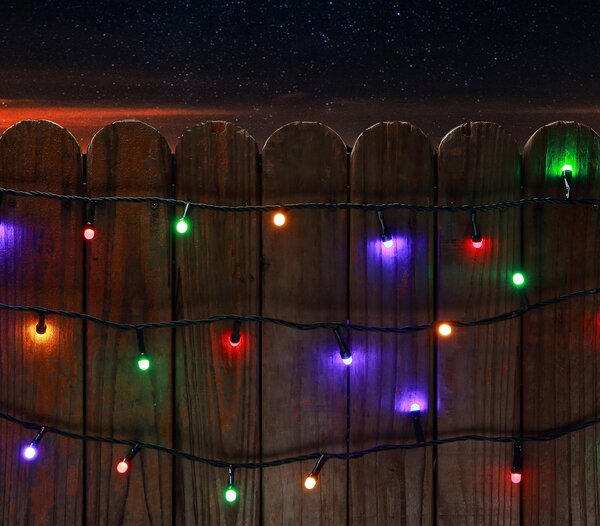 Vnitřní LED vánoční řetěz s 7mm kulatými diodami, různobarevná, 10 m, 100 LED