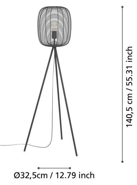 STOJACÍ LAMPA, 33/141 cm - Stojací lampy