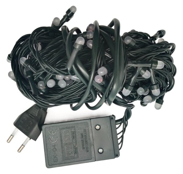Vnitřní vánoční řetěz s 7mm mini kuličkami, teplá bílá, 10m, 100 LED