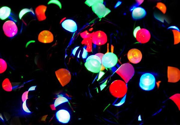 Vnitřní vánoční řetěz s 7mm mini kuličkami, různobarevná, 20m, 200 LED
