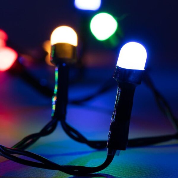 Vnitřní vánoční řetěz s 7mm mini kuličkami, různobarevná, 20m, 200 LED