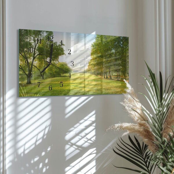 Skleněné hodiny horizontální Zeleň přírody zsppc-60x30-00295363