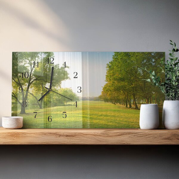 Skleněné hodiny horizontální Zeleň přírody zsppc-60x30-00295363