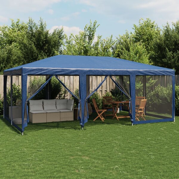 Party stan s 12 síťovanými bočnicemi modrý 6 x 4 m HDPE