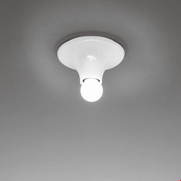 Artemide A048120 Teti, bílé nástěnné/stropní svítidlo s přiznanou žárovkou, 1x28W E27, prům. 14cm