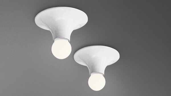 Artemide A048120 Teti, bílé nástěnné/stropní svítidlo s přiznanou žárovkou, 1x28W E27, prům. 14cm