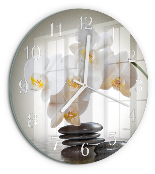 Skleněné hodiny na stěnu Orchidej zsob-fi30-00058670