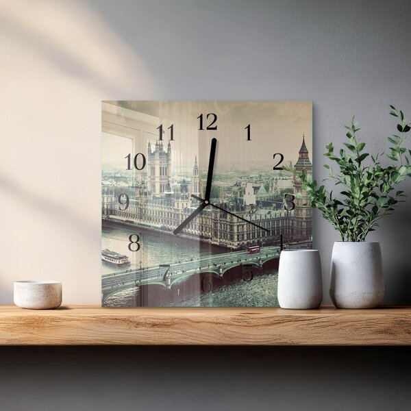 Skleněné hodiny na stěnu Londýn zskc-30x30-00178655