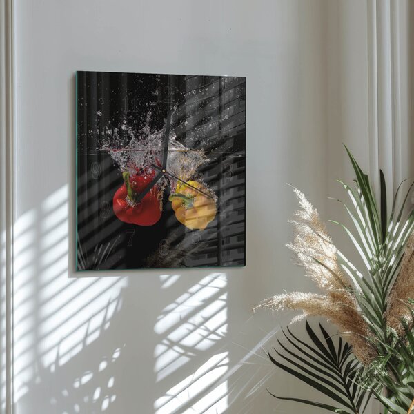 Skleněné hodiny na stěnu Pepř zskc-30x30-00180915