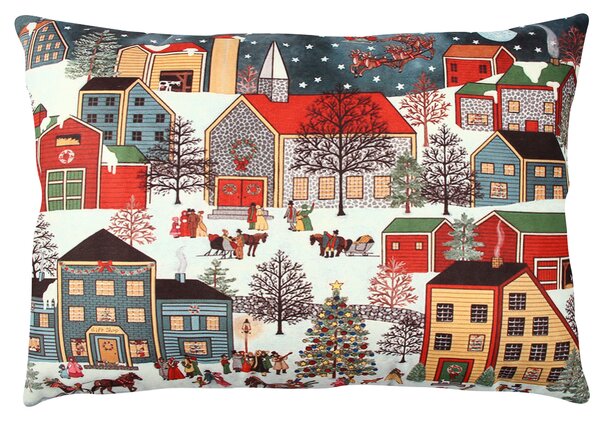 ASIR Dekorační polštář VÁNOČNÍ VESNICE 33 cm polyester-bavlna