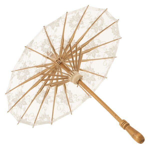 Přírodní slunečník do ruky s krajkou Paeso - Ø44*54cm - J-Line by Jolipa