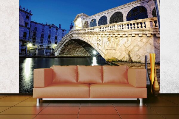 DIMEX | Vliesová fototapeta Ponte di Rialto MS-5-0656 | 375 x 250 cm| modrá, černá, šedá