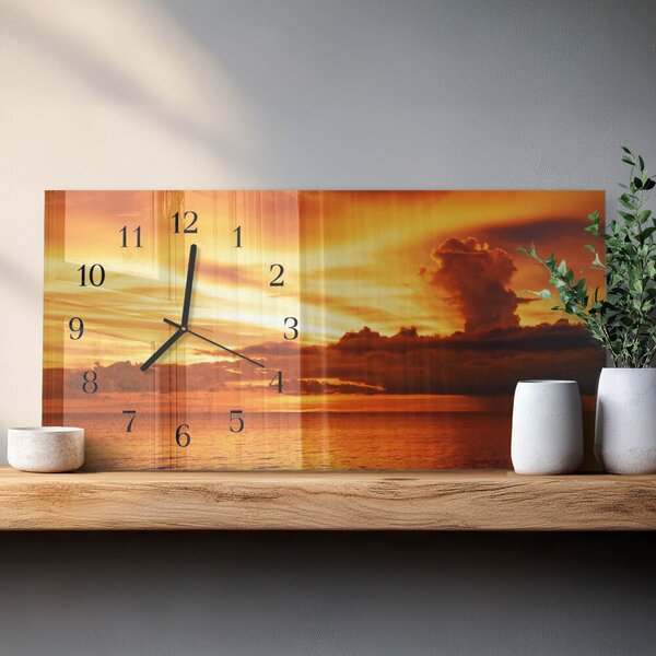Skleněné hodiny horizontální Západ zsppc-60x30-00295309