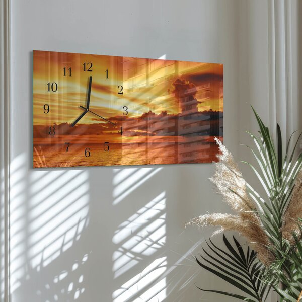 Skleněné hodiny horizontální Západ zsppc-60x30-00295309