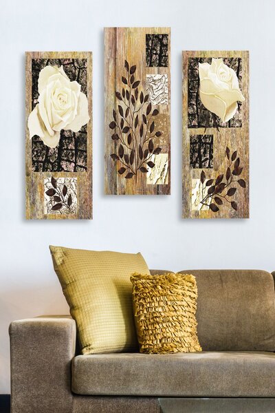 ASIR Sada nástěnných obrazů RŮŽE 70 cm MDF