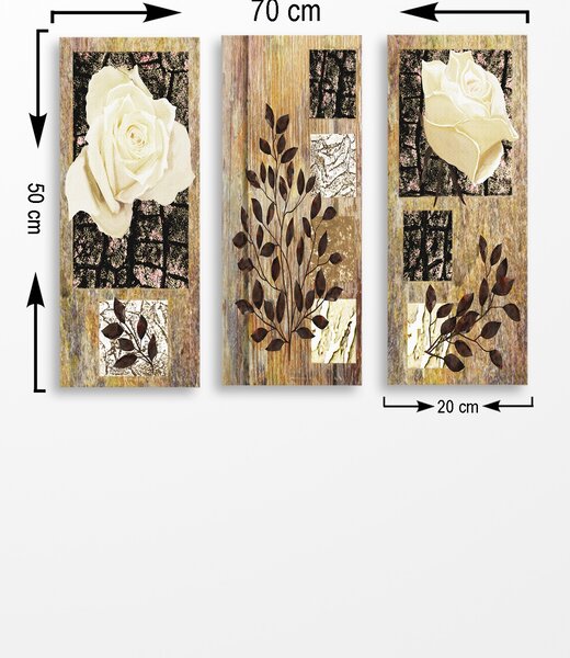 ASIR Sada nástěnných obrazů RŮŽE 70 cm MDF