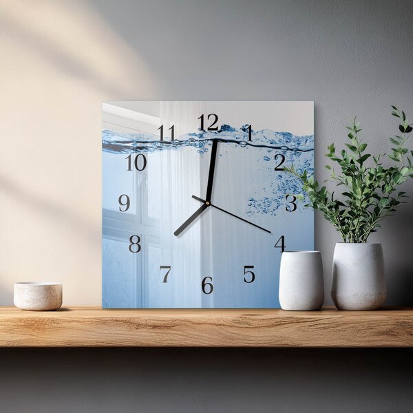 Skleněné hodiny na stěnu Voda zskc-30x30-00183356