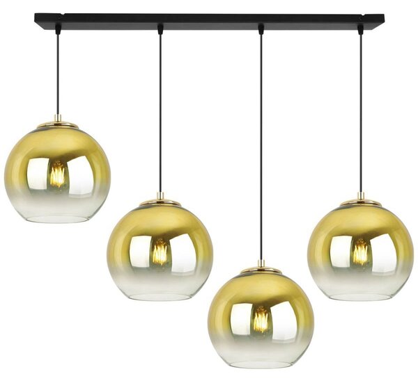 Závěsné svítidlo Bergen Gold, 4x zlaté/transparentní skleněné stínítko (fi 20cm)