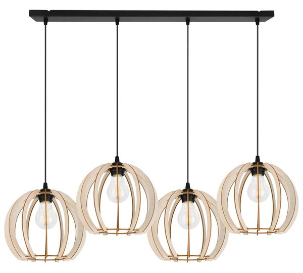 Závěsné svítidlo Timber 9, 4x dřevěné stínítko