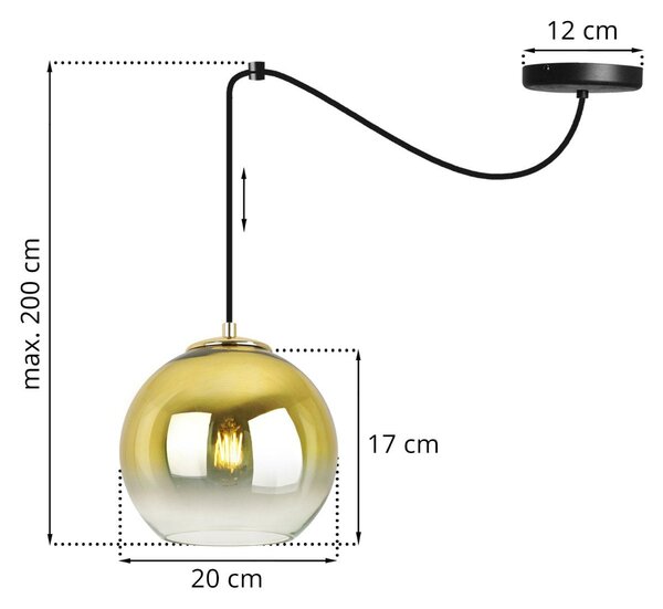 Závěsné svítidlo Bergen Gold Spider, 1x zlaté/transparentní skleněné stínítko (fi 20cm)