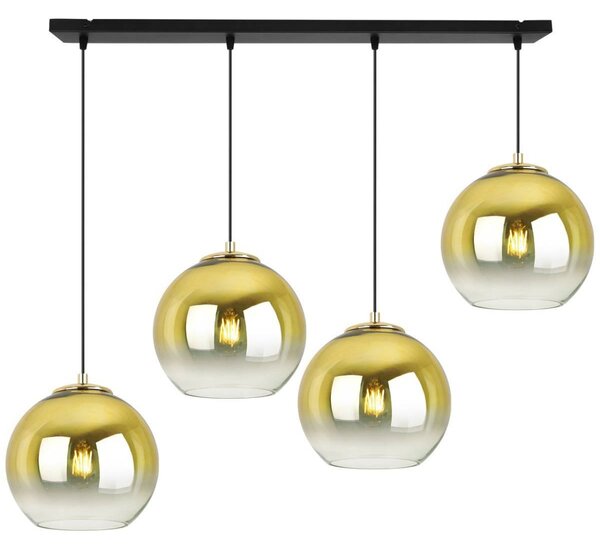 Závěsné svítidlo Bergen Gold, 4x zlaté/transparentní skleněné stínítko (fi 20cm)