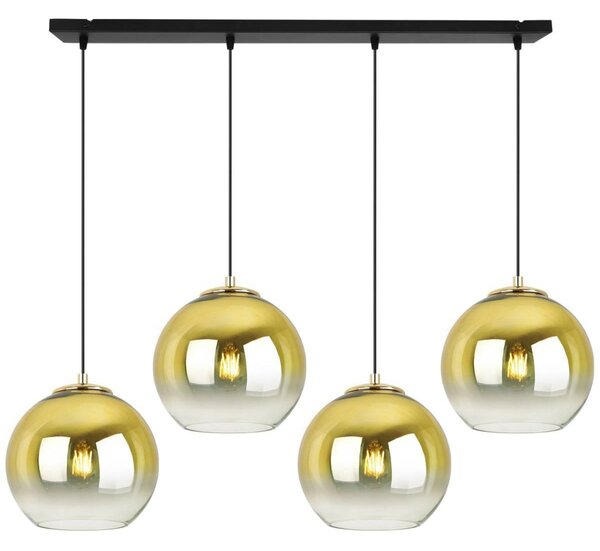Závěsné svítidlo Bergen Gold, 4x zlaté/transparentní skleněné stínítko (fi 20cm)