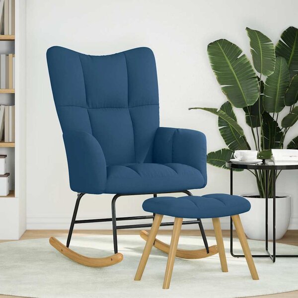 VidaXL Houpací křeslo s podnožkou textil [4016802] Barva: Modrá