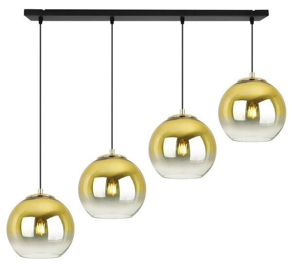 Závěsné svítidlo Bergen Gold, 4x zlaté/transparentní skleněné stínítko (fi 15cm)