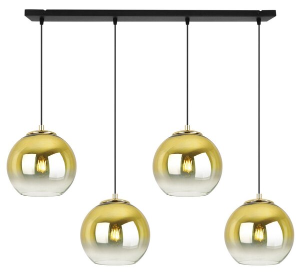 Závěsné svítidlo Bergen Gold, 4x zlaté/transparentní skleněné stínítko (fi 15cm)